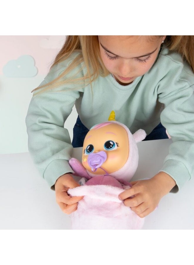 Cry Babies Goodnight Friends 2-in-1 Luna and Poppy Baby Doll in Unicorn-Themed Onesie | Flip & Reveal From Doll to Plush | Plays Gentle Lullabies | Nurturing and Imaginative Play | Sensory Development | Gift for Toddler & Kids - Image 3